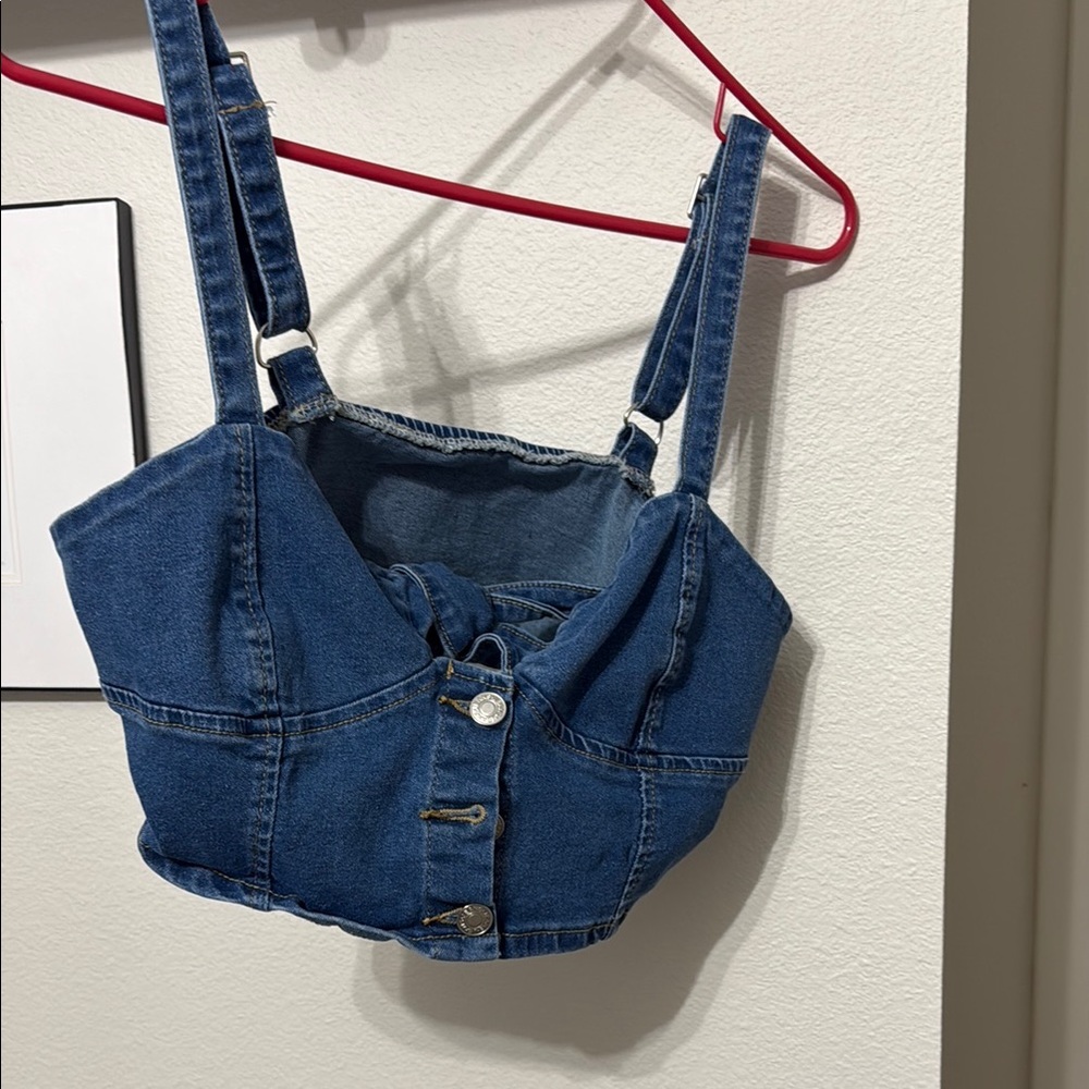 Denim Blue Crop Top